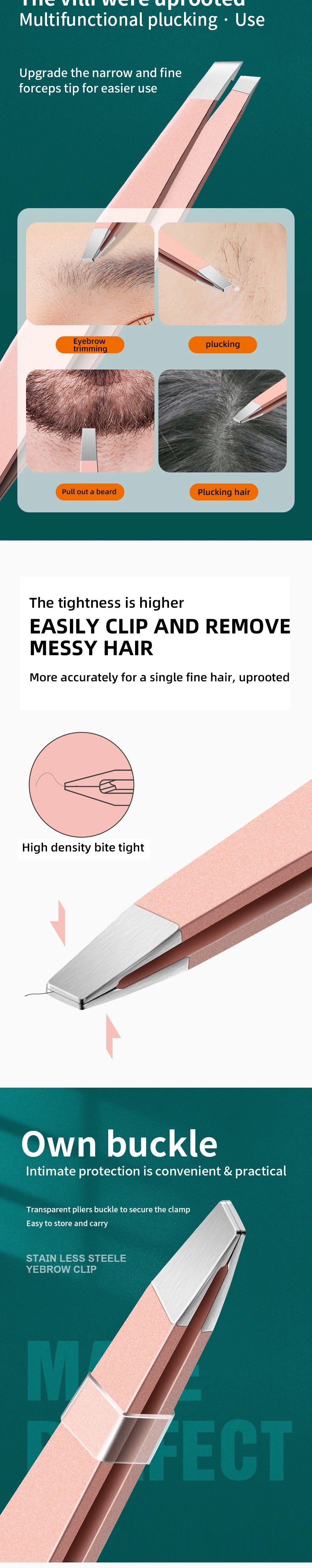 Ouriner Stainless Steel Eyebrow Tweezers Set for Precision Hair Removal - Smarsty