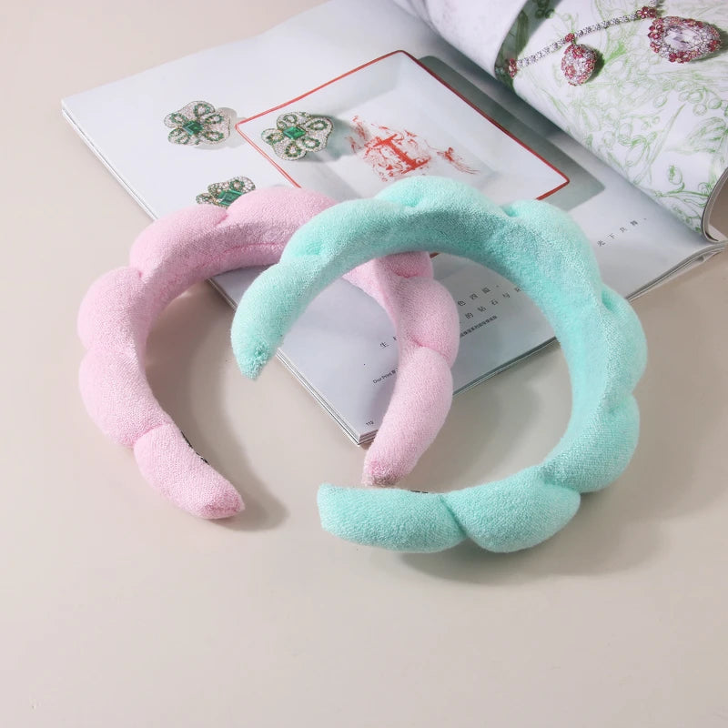 Soft Puffy Sponge Headband For Makeup Retro Terry Cloth - Smarsty