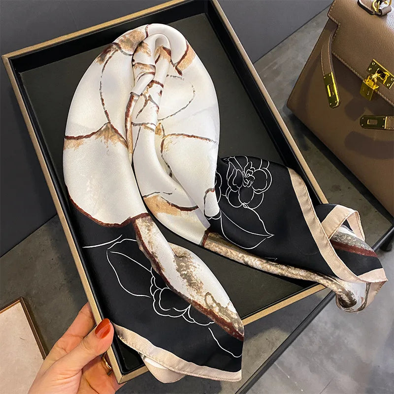 Luxury Silk Square Scarf Soft Satin Neck Hair Tie - Smarsty