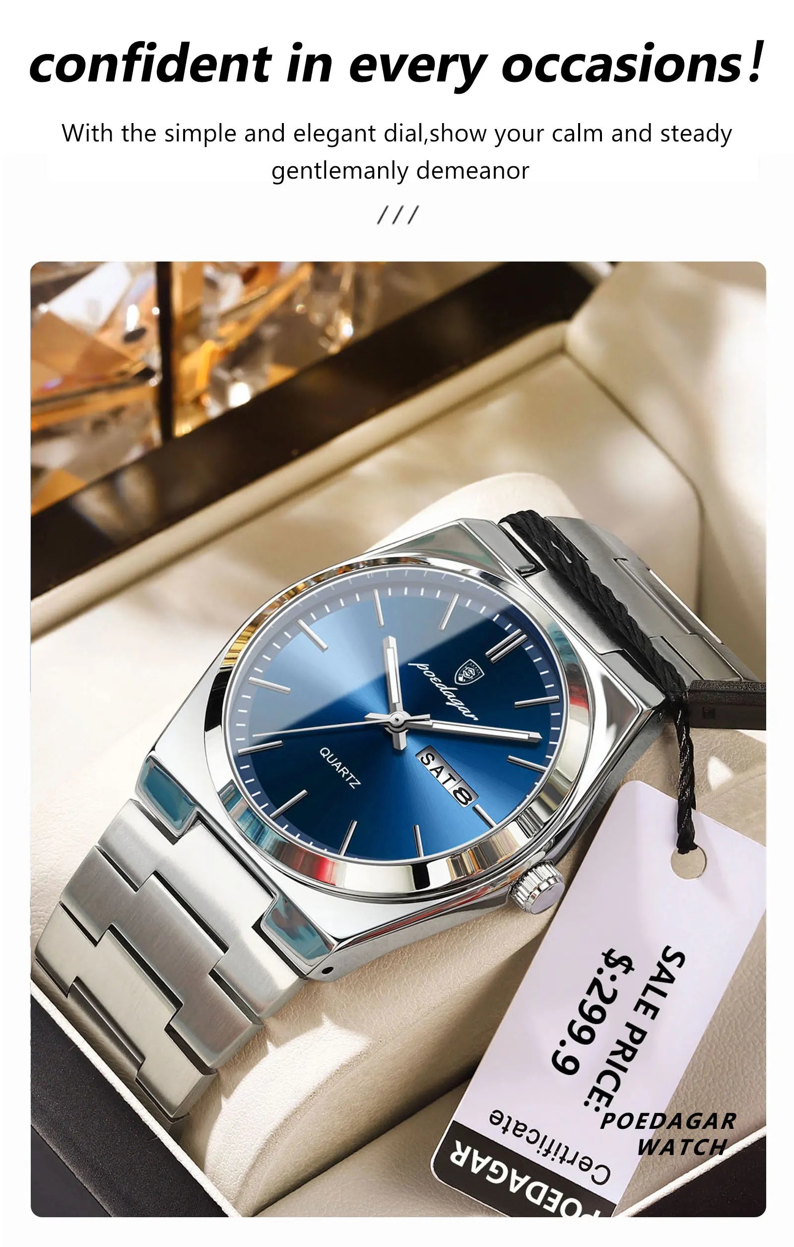 POEDAGAR Waterproof Luminous Men's Quartz Watch - Smarsty