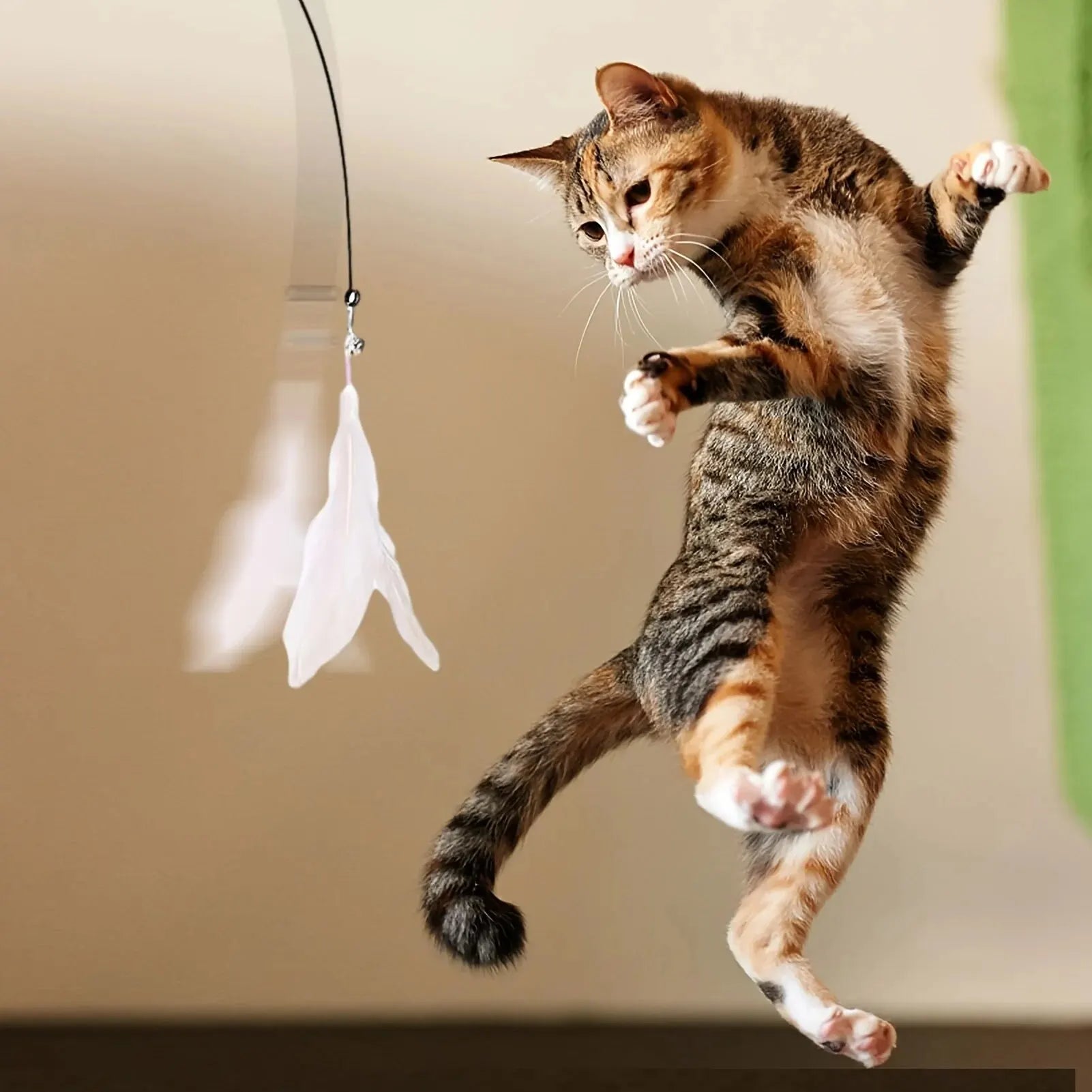 Interactive Cat Teaser Toy with Bell and Feather Wand - Smarsty