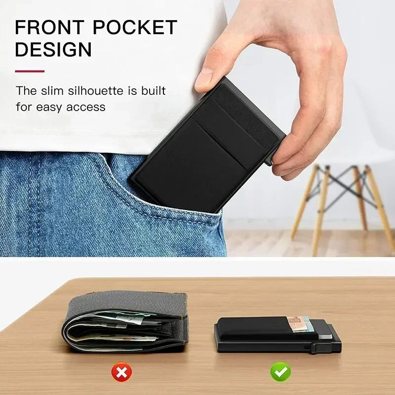 Anti Rfid Blocking Protected Magic ID Bank Credit Card Holder Men Thin Slim Minimalist Smart Magic Wallets Metal Cardholer Case