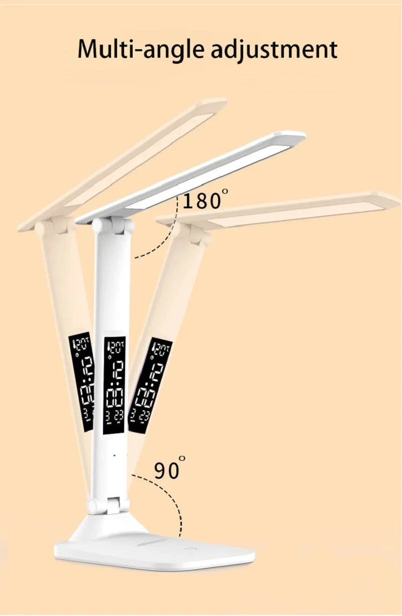 Dimmable USB Folding Desk Lamp with Alarm Clock - Smarsty