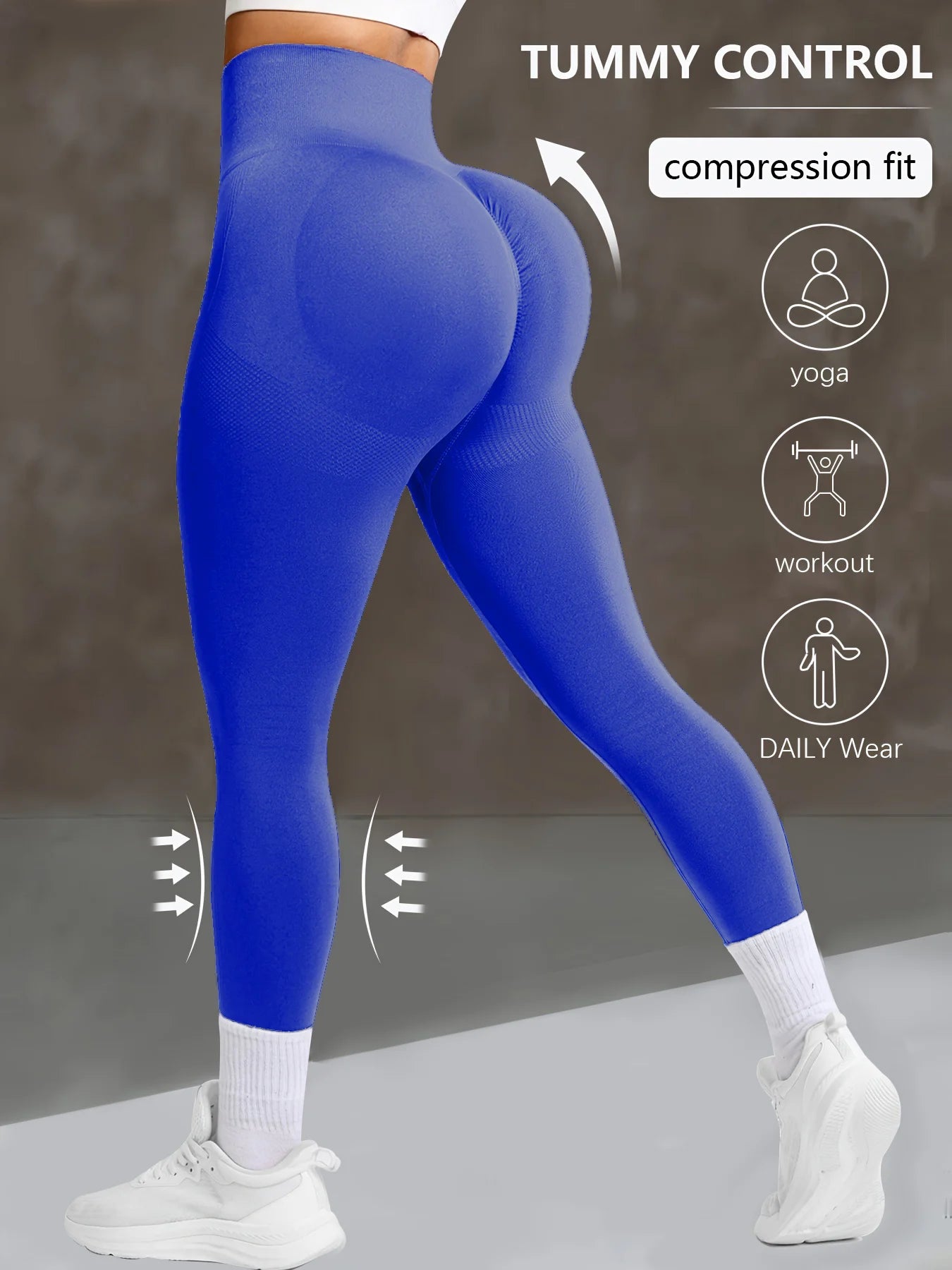 CZGUKE Women's seamless gym yoga pants high waist peach hip solid color tight fitting sports pants yoga cycling sports pants - Smarsty