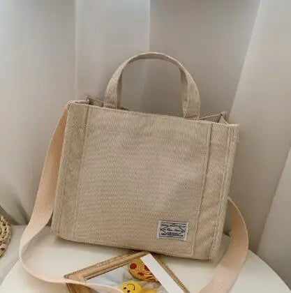 Corduroy Women Handbag Large Capacity Shoulder Bag - Smarsty