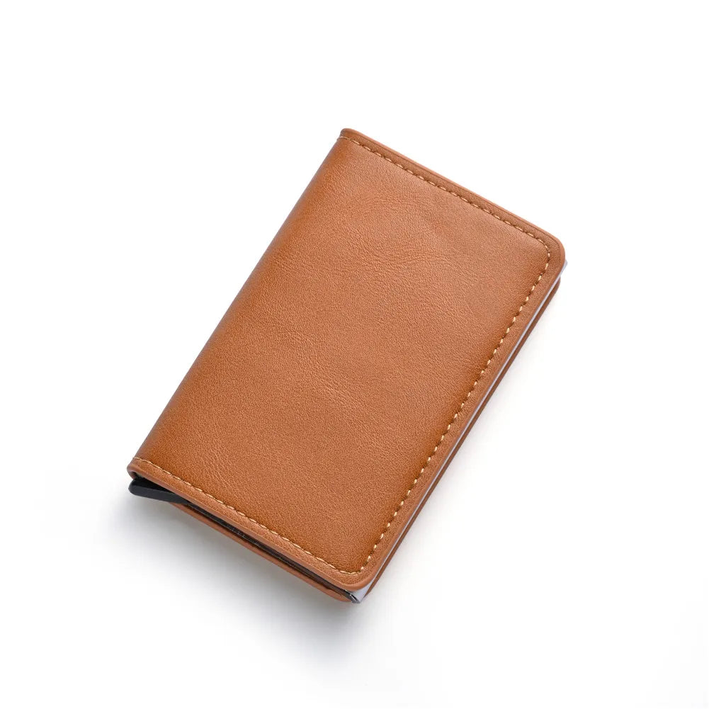 RFID Anti Blocking Anti-theft Automatic Pop-up Card Holder, Men's Black ID Credit Card Holder Case Wallet, Carbon Fiber Purse