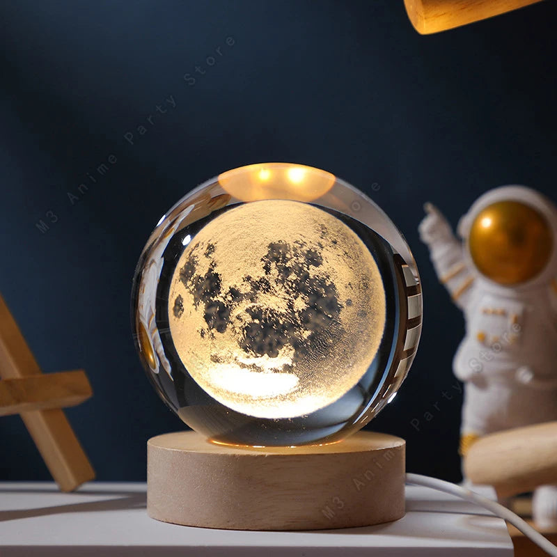 3D Crystal Ball Night Light with Glowing Galaxy Design - Smarsty