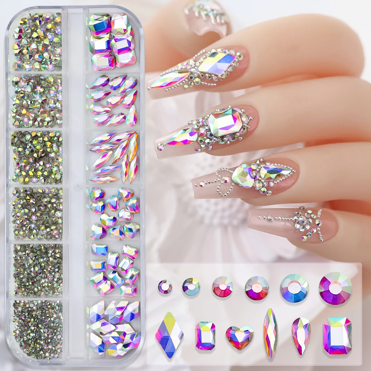 Mixed Nail Rhinestones with Shiny Clear Colors for Stunning Nail Art - Smarsty