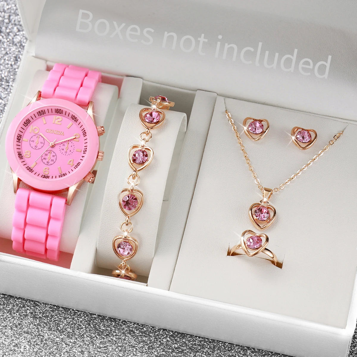 Fashionable Women Quartz Watches Set with Silicone Bands - Smarsty