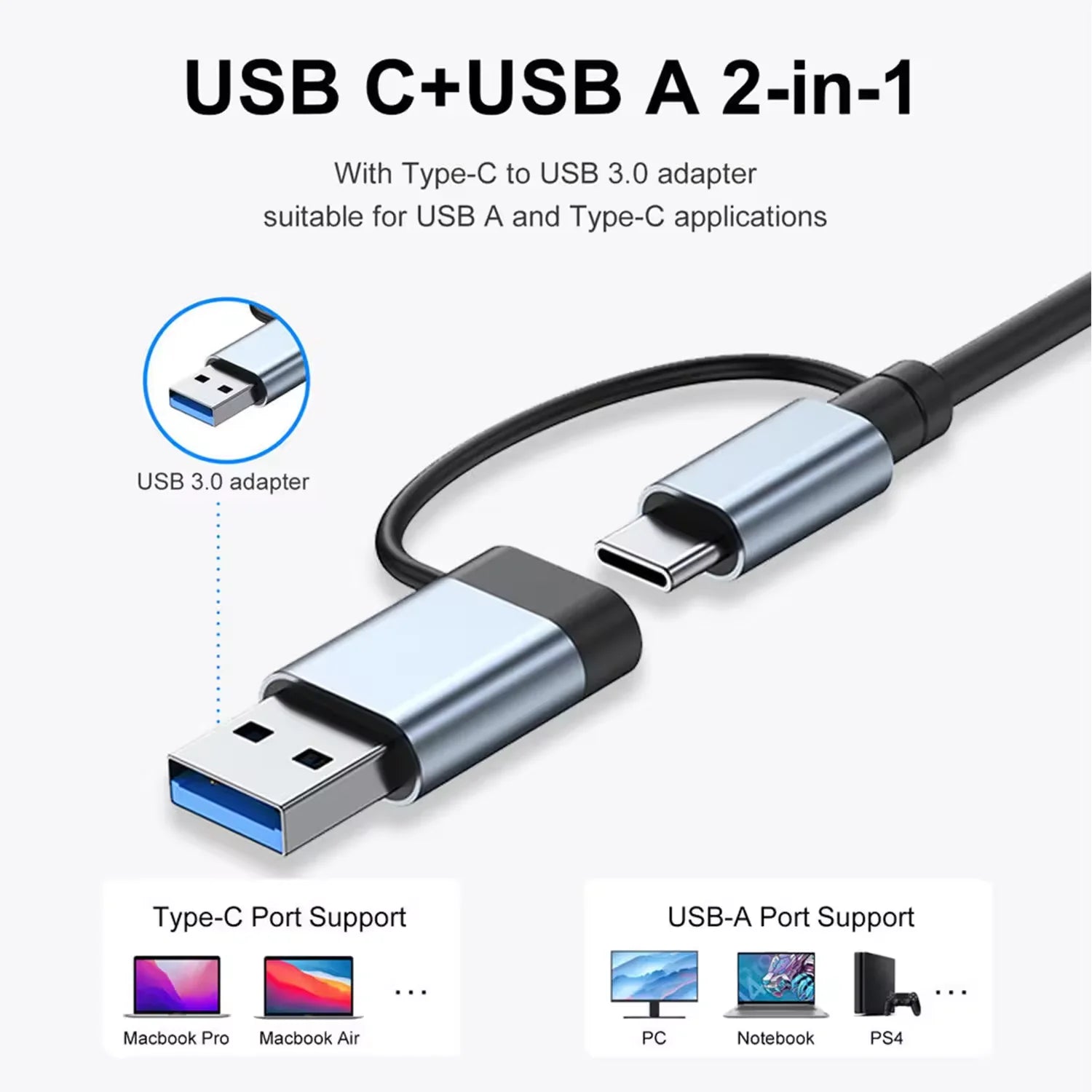 Premium USB C Hub 7 In 1 Multiport Adapter MacBookPro