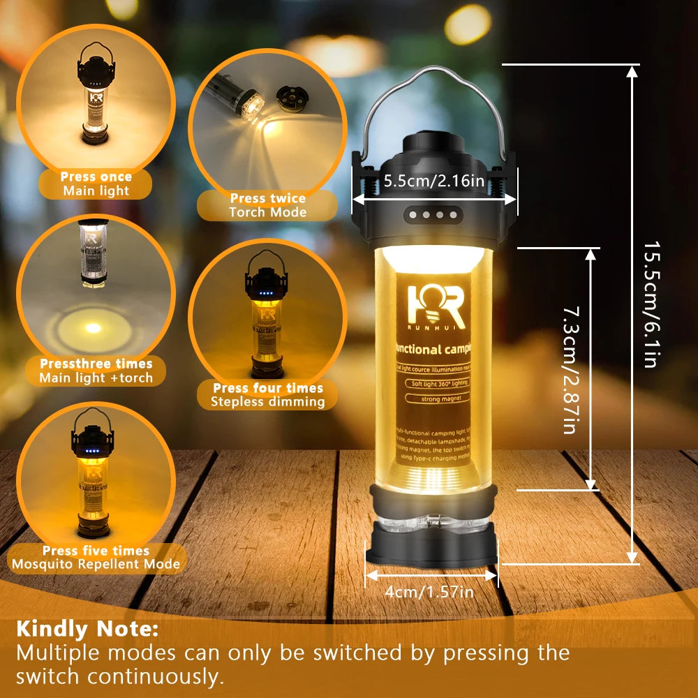 Camping Lamp Portable Tent Lantern Lamp USB Charging Lamps Outdoor Camping Emergency Lamp Flashlight Hiking for CARGO