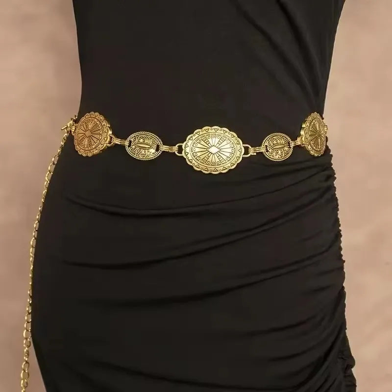 Women’s Bohemian Silver Metal Waist Chain Belt - Smarsty