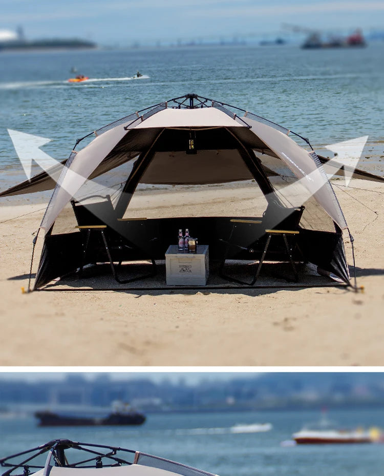 Sonuto Outdoor 3-4P One-Touch Camping Tent Quick Automatic Opening Beach Fishing Tent Family Travel Picnic Park Anti-UV Shade by Smarsty