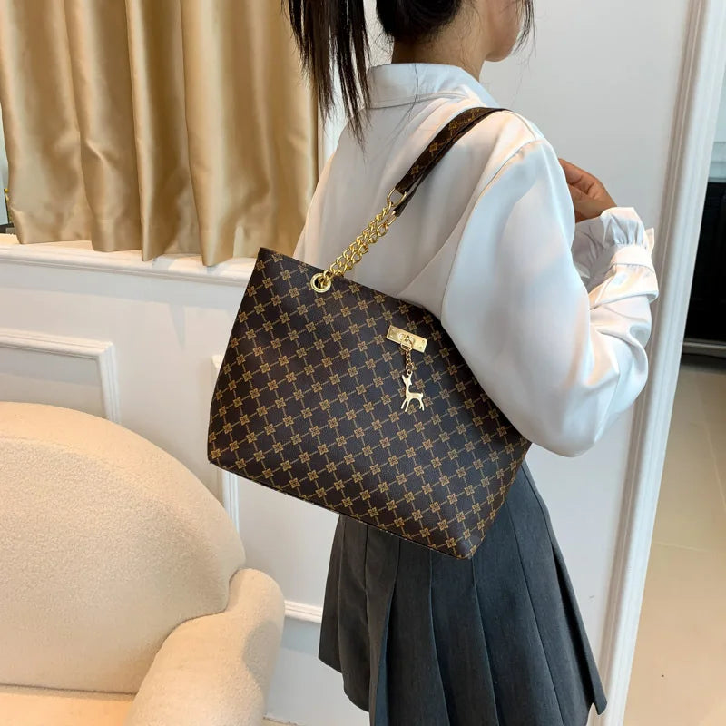 Soft Leather Tote Bag For Women With Hanging Accessories - Smarsty