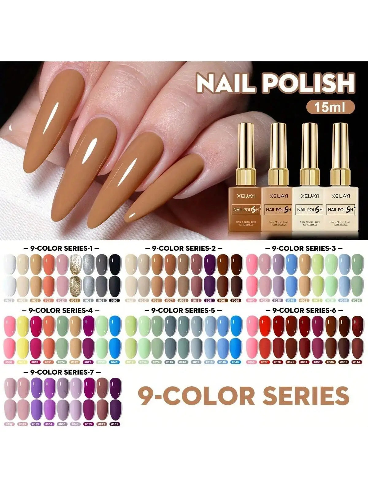 XEIJAYI 9Pcs Fashion Nails Art Nail Gel Polish Soaking UV LED Nail Gel Salon Female Nail Art Tools Fashion Nails