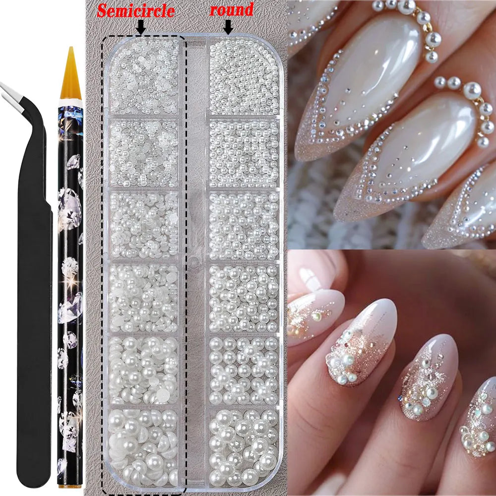 Half Round Pearl Beads for Stunning Nail Art - Smarsty