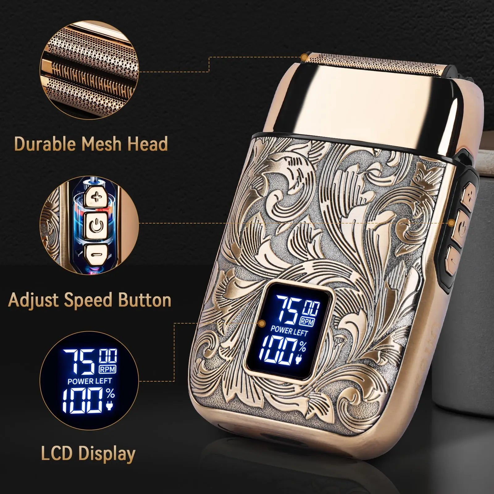 Ufree Close Shaver Electric Foil Shavers for Men, 3-Speed Electric Razor, Home appliance, Face Shaving Beard Trimmer with LCD