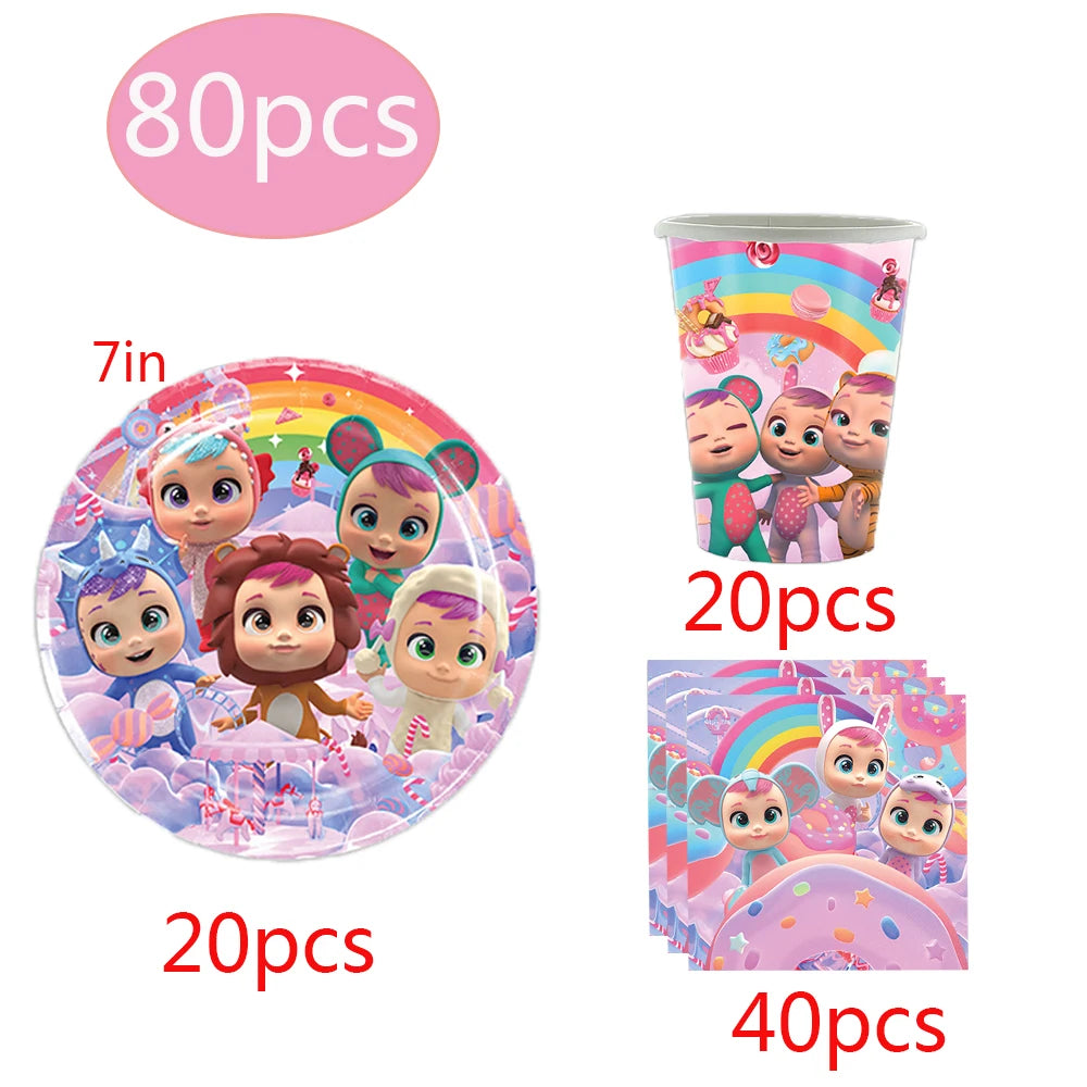 Cry Babies Birthday Party Decorations Tableware Set - Smarsty