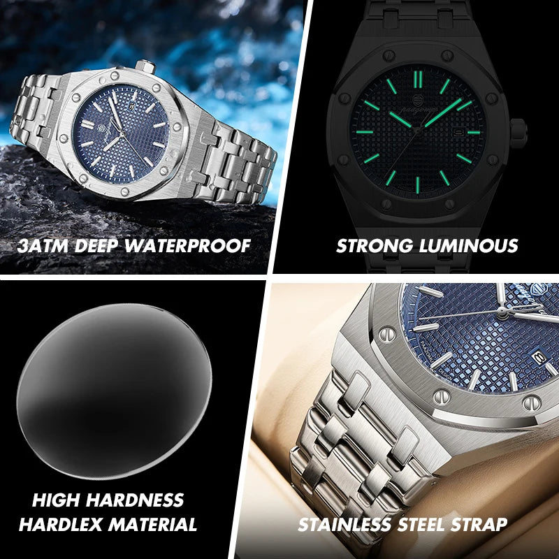 Luxury Waterproof Quartz Watch with Luminous Date Feature - Smarsty