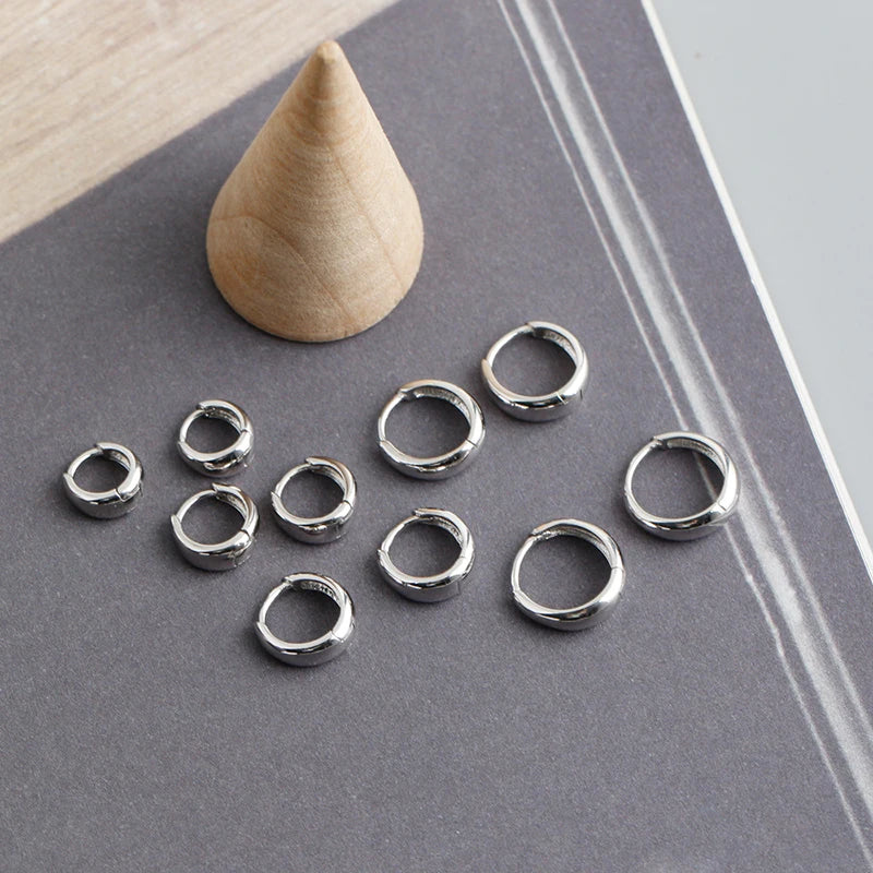 925 Sterling Silver Wide Gothic Huggies Hoop Earrings - Smarsty