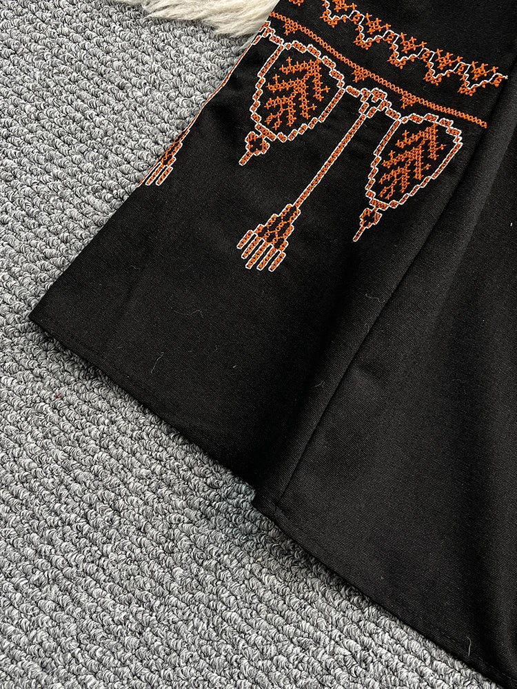 Bohemian Retro Ethnic Style Dress Women's New Spring Autumn Embroidered Lace Up Lantern Sleeves Waist Cinching Long Dress A155 - Smarsty