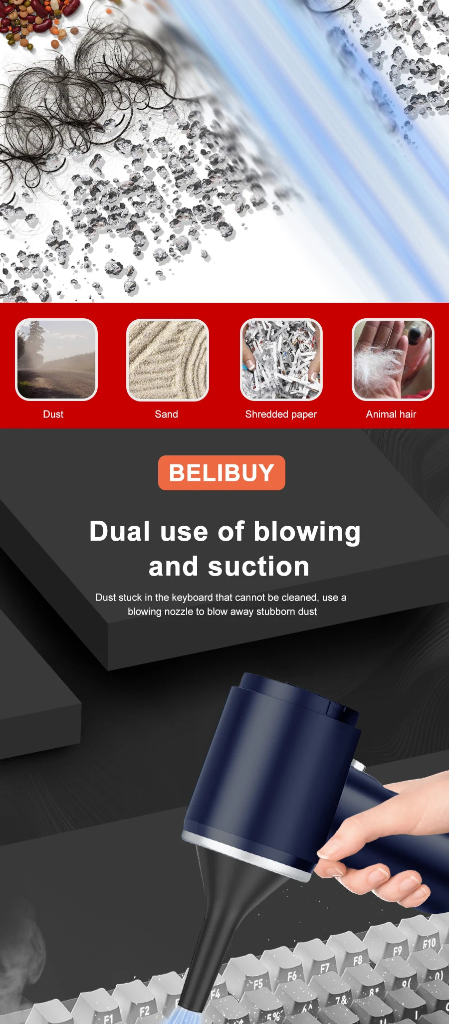 BELIBUY Car Vacuum Cleaner Portable Vacuum Cleaner home appliance High Power Mini Wireless Cleaner Carpet Vacuum Cleaner