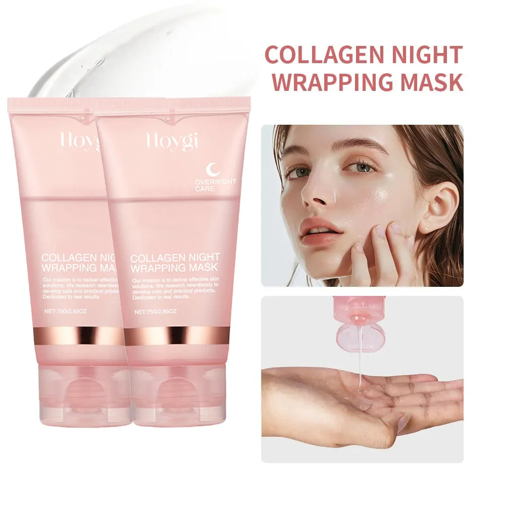 Collagen Overnight Wrapping Peel Off Facial Mask Set Korean Collagen Night Wrapping Mask Deeply Hydrates Night Care Mask Cream - Smarsty