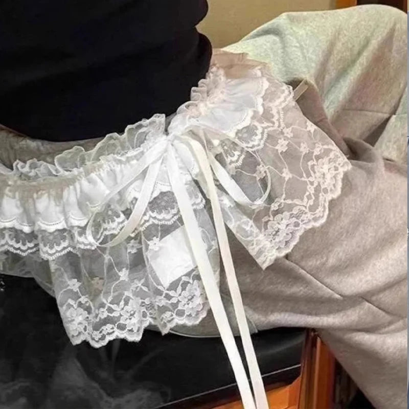 Korean Fashion Lace Skirt With Irregular Hemline - Smarsty