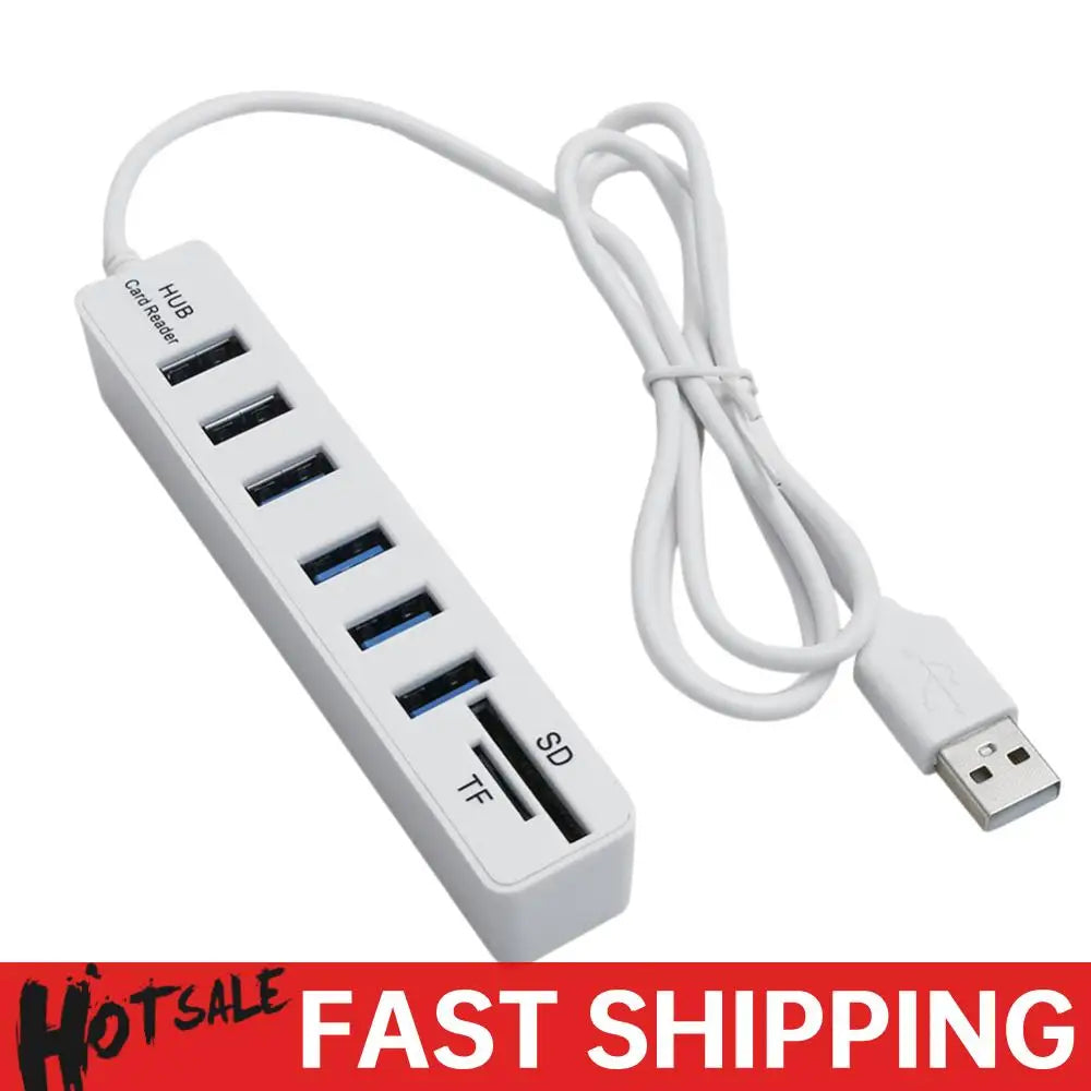 USB 6 Port Extension Hub High Speed Transmission Memory TF Splitter Adapter Plug and Play USB 2.0 for Laptop Computer PC