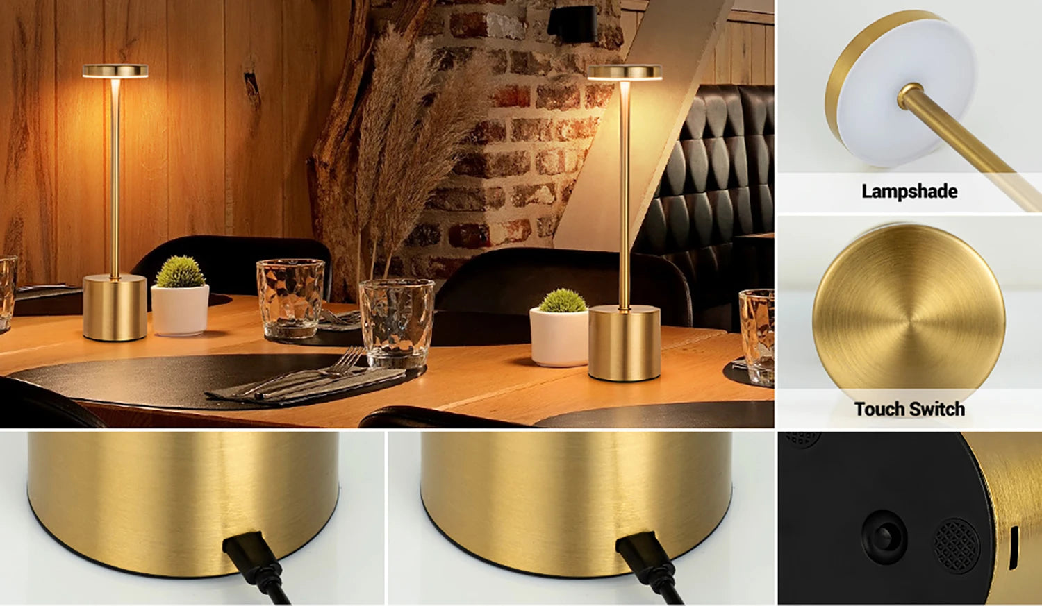 Rechargeable LED Touch Metal Table Lamp with Three Colors - Smarsty