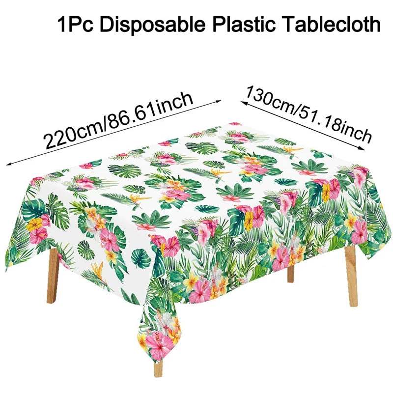Hawaiian Flamingo Flower Table Cover for Summer Parties - Smarsty