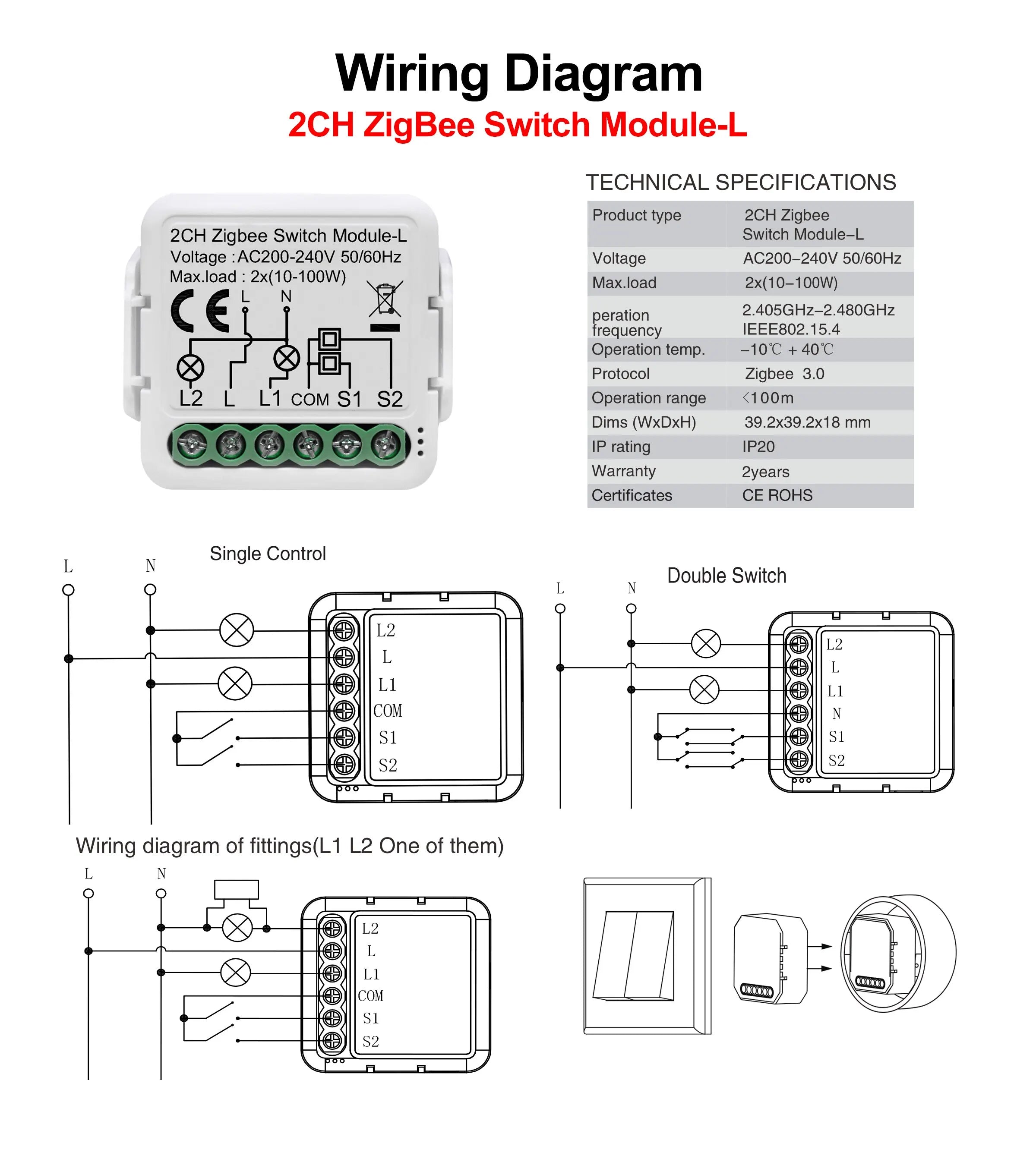 GIRIER Tuya ZigBee Smart Switch Module No Neutral Required - Smarsty