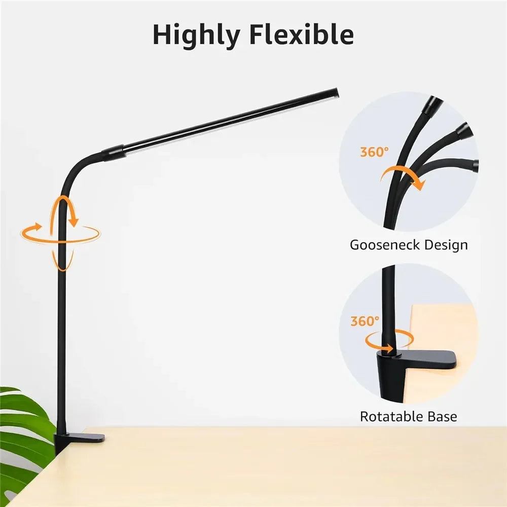 Dimmable LED Clip Desk Lamp for Reading - Smarsty