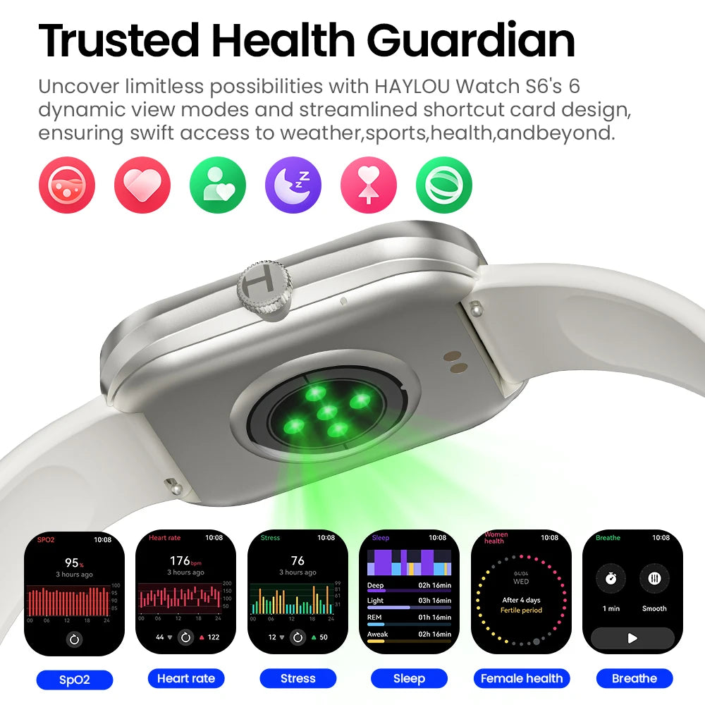Haylou S6 Voice Calling Smart Watch for Health Monitoring - Smarsty