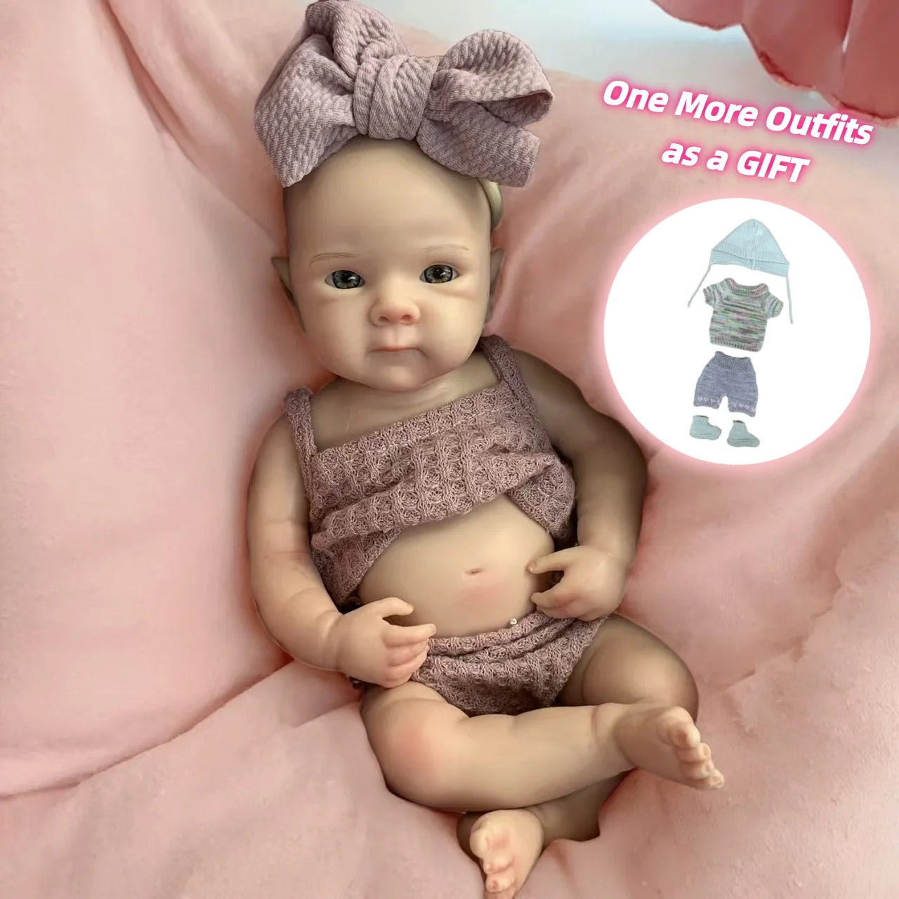 13Inch Waterproof Bettie Bebe Reborn Silicone Girl Doll With 2 Sets Outfits Handmade Paint Skin Soft Touch Newborn Silicone Doll