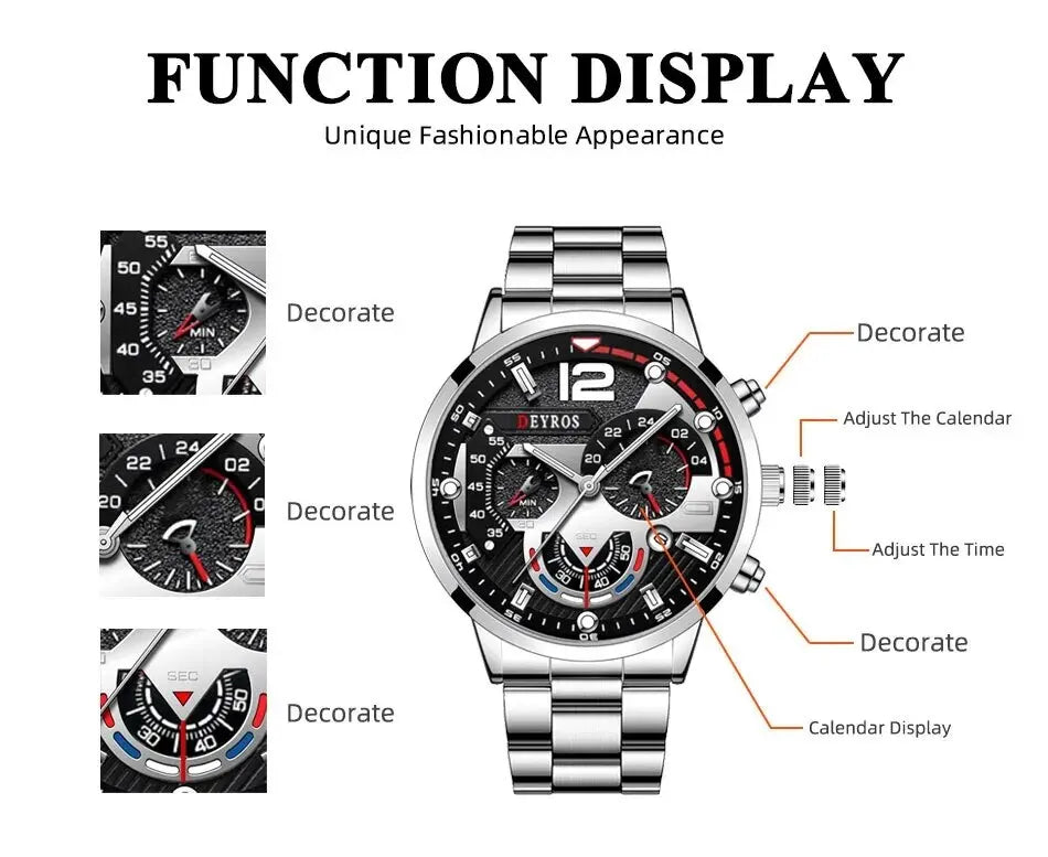 Luxury Men's Silver Quartz Watch With Luminous Feature - Smarsty
