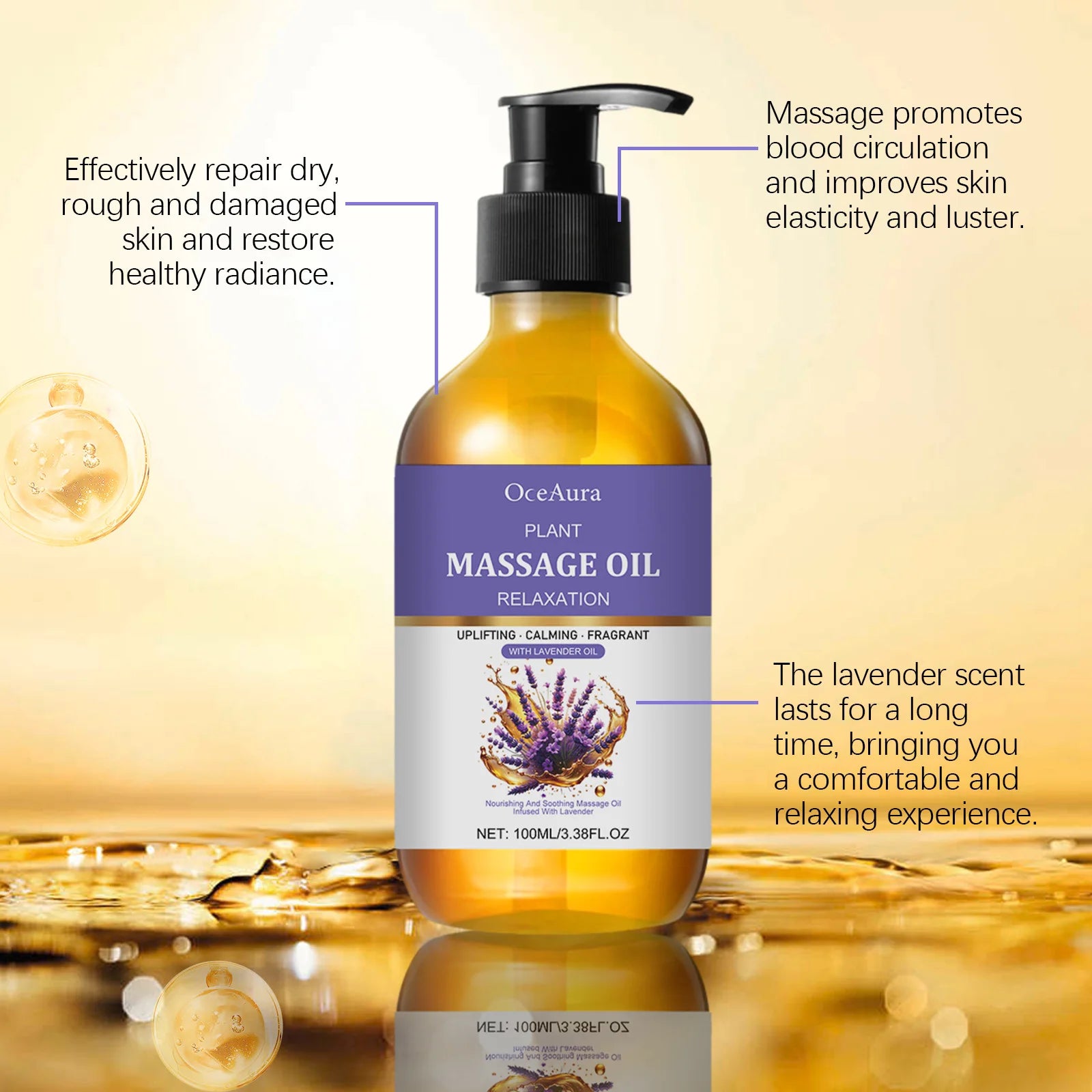 OceAura Lavender Essential Oil for Stress Relief and Better Sleep - Smarsty