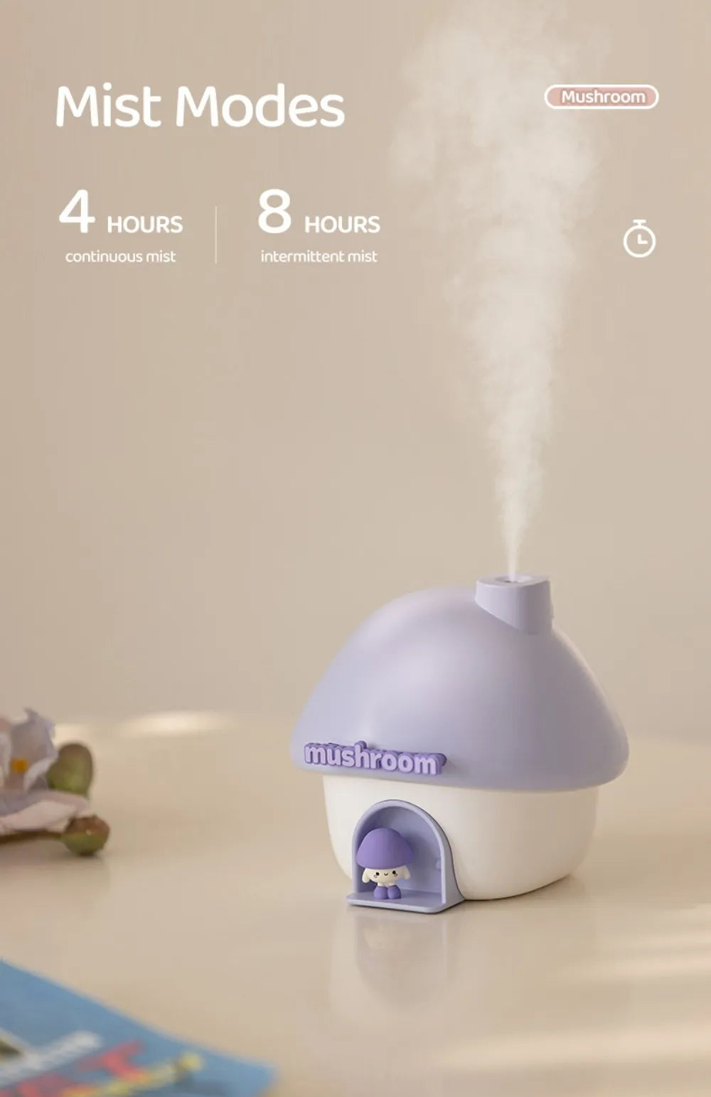 Cartoon Air Humidifier 300ml Mini Essential Oil Aroma Diffusers Colorful Lighting Cute Mushroom House Home Ultrasonic Humidifier - Smarsty