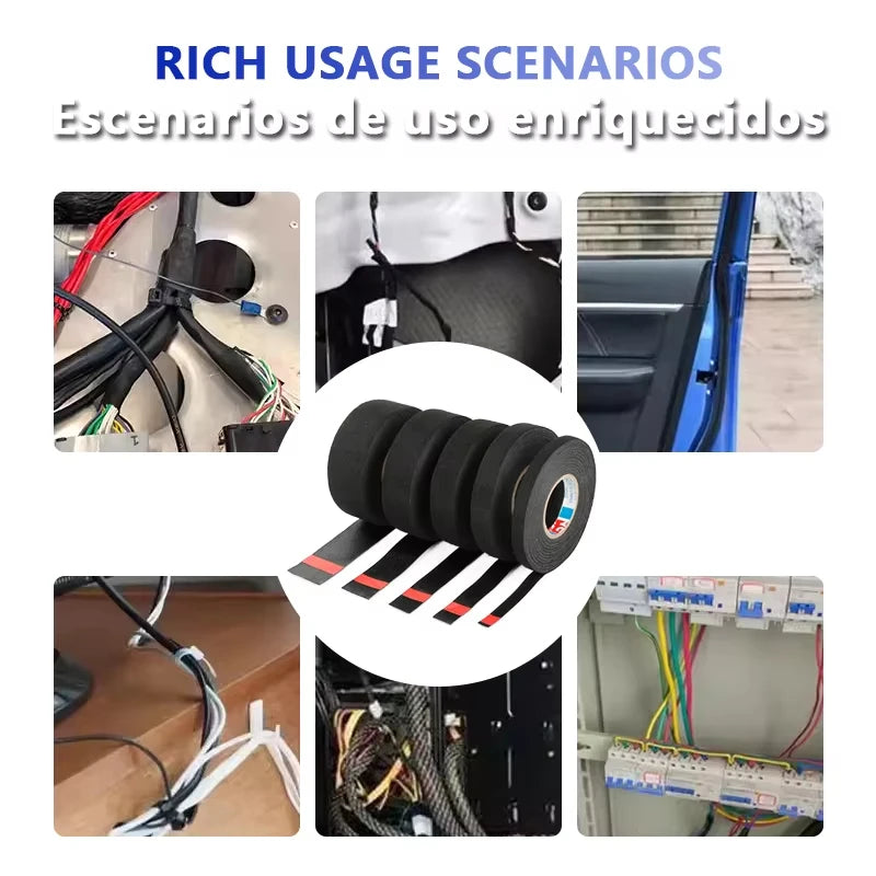 High Temperature Wire Harness Cloth Tape Automotive Cable Loom Heatproof Fabric Adhesive Tape for Engine Electrical Insulation - Smarsty