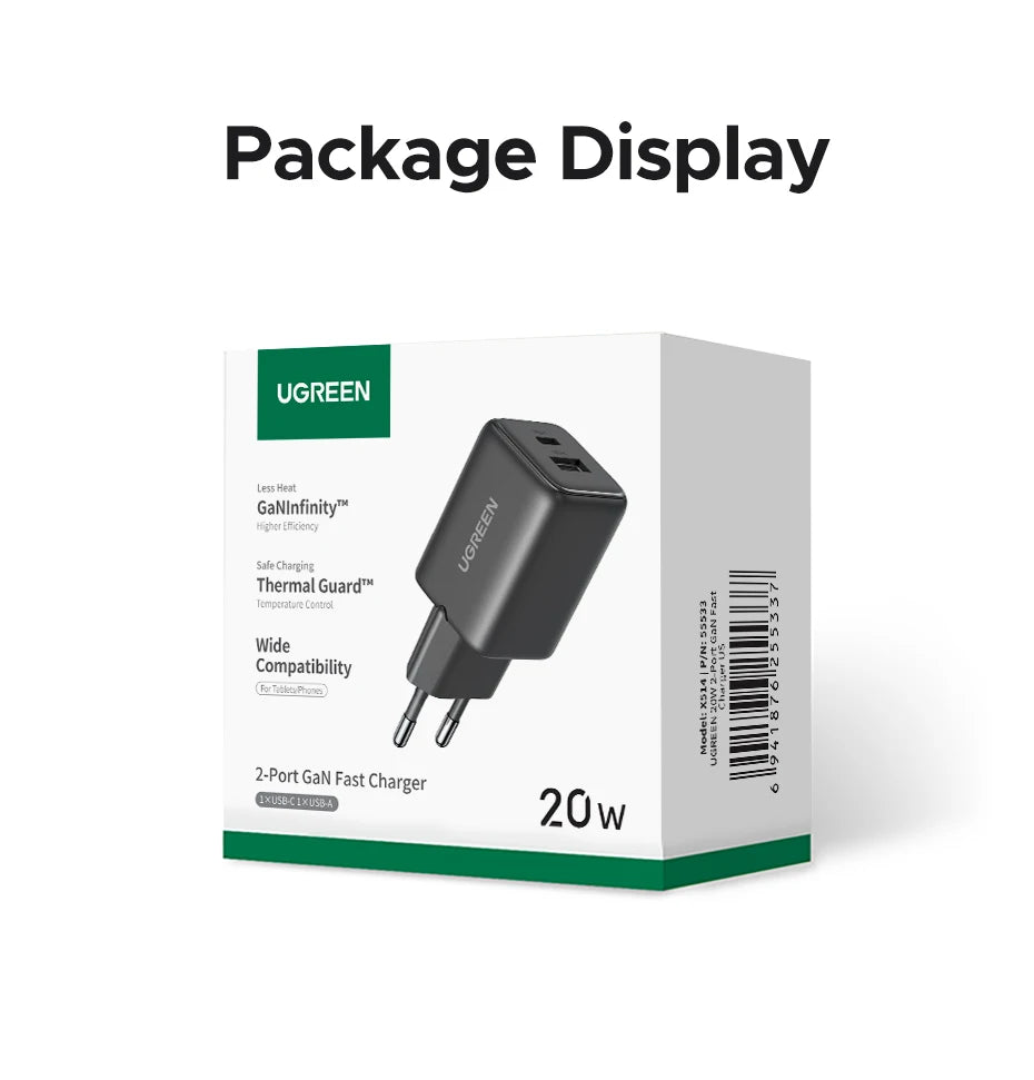 20W GaN USB C Charger PD3 Quick Charge Mini Compact - Smarsty