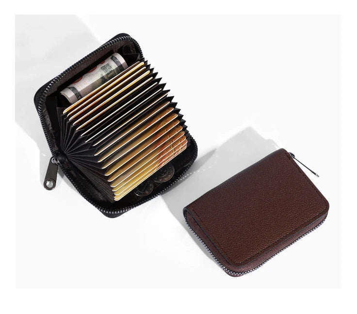 20 Detents Cards Holders PU Business Bank Credit Bus ID Card Holder Cover Coin Pouch Anti Demagnetization Wallets Bag Organizer
