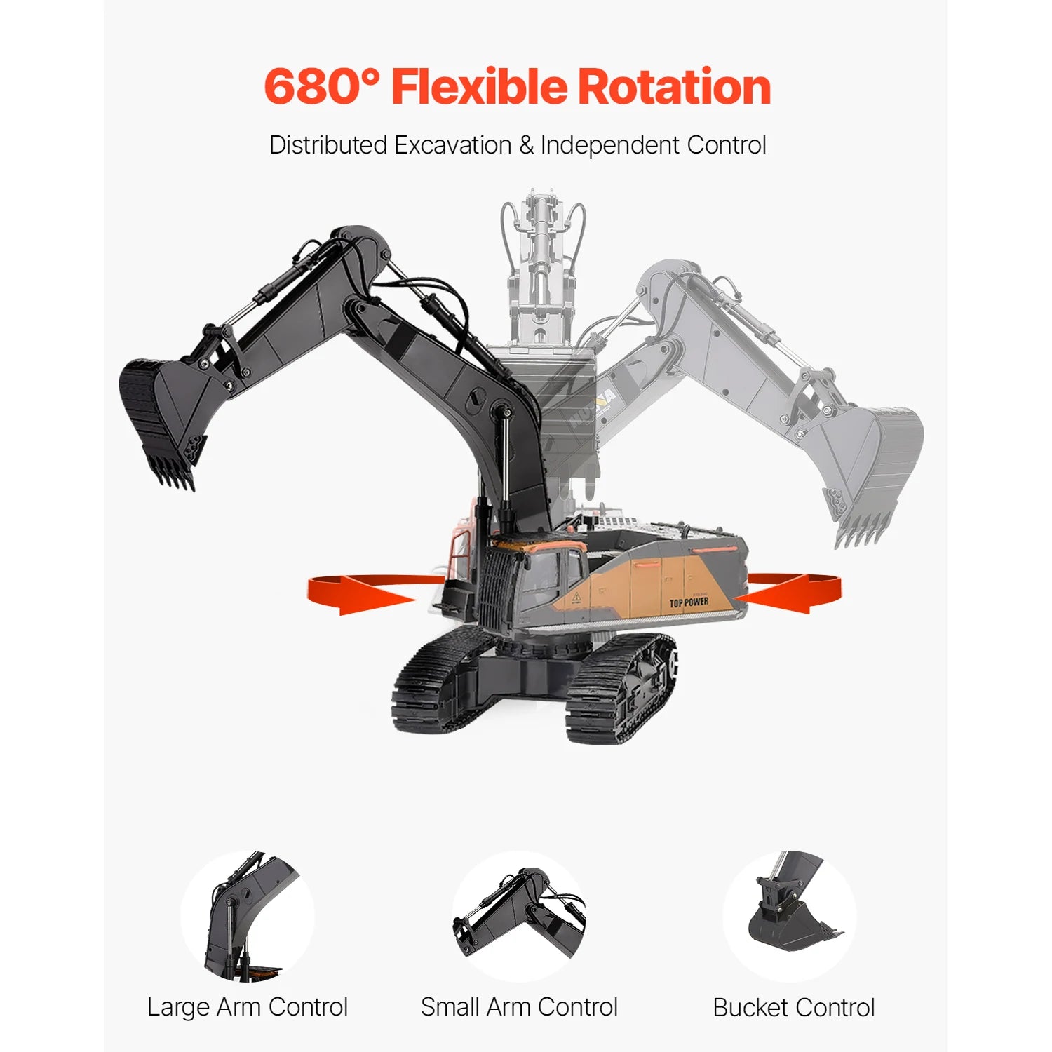 SucceBuy 1:14 RC Excavator Toy 22 Channel Remote Control Digger with Shovel Construction Vehicles for Kids Birthday Gifts