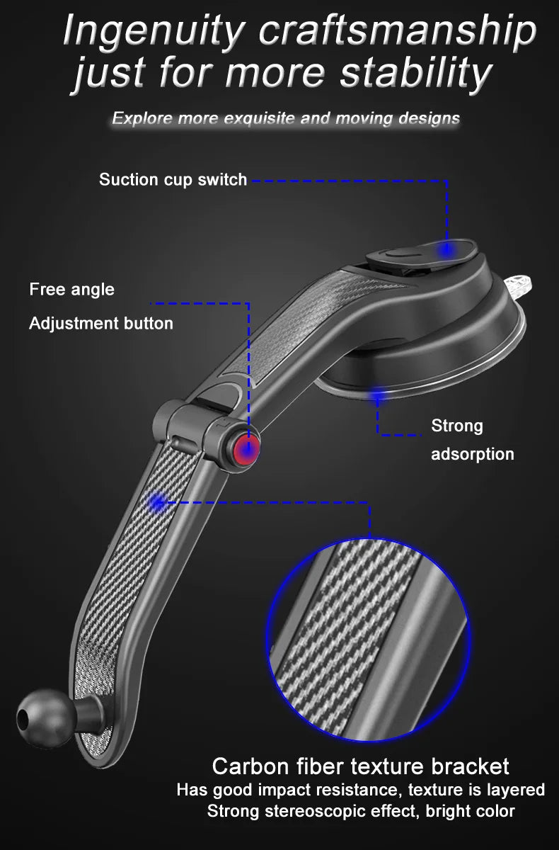 Gravity Car Phone Holder Dashboard Mount One Press Lock - Smarsty