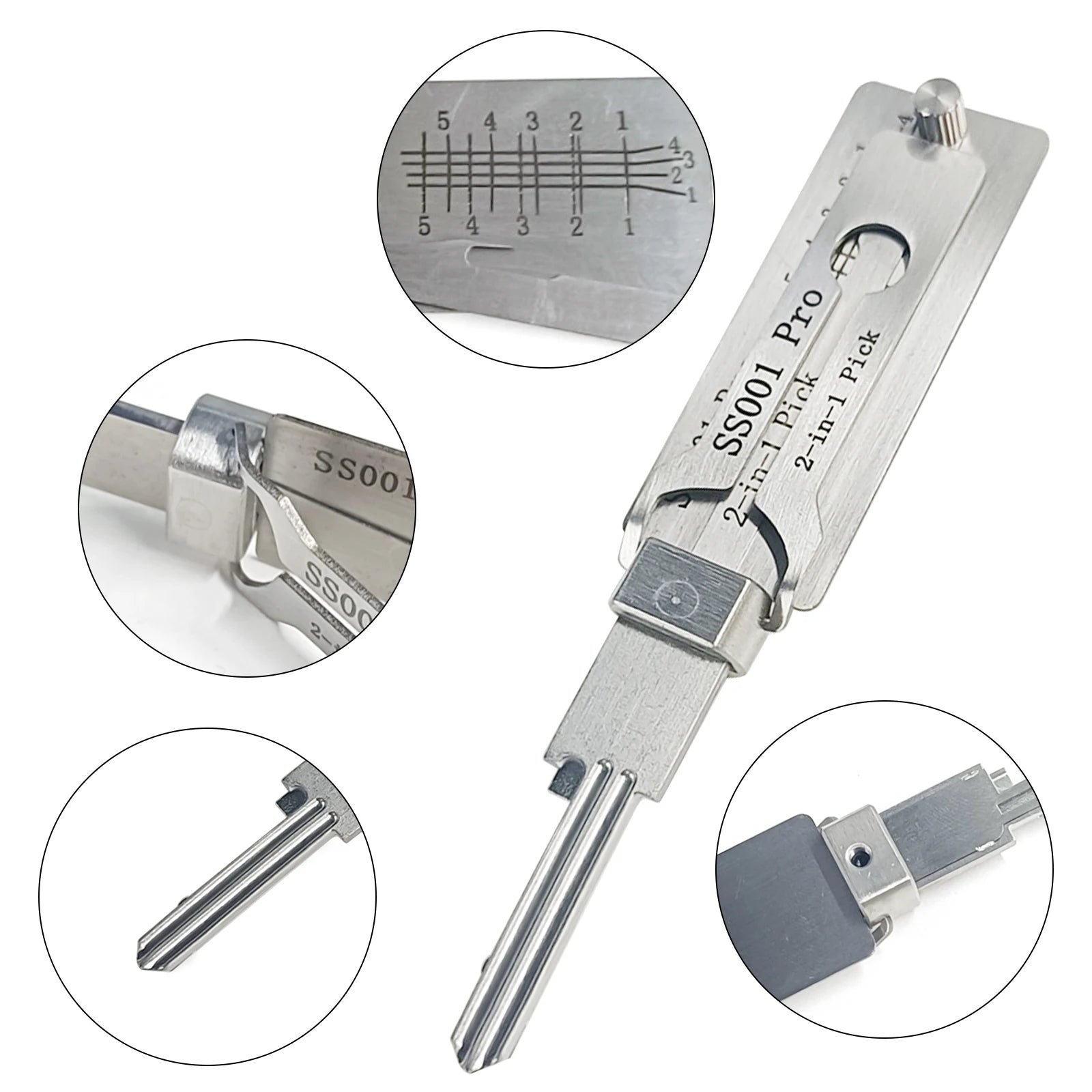 1-5X Stainless Steel Key Decoder Precision Hook And Pickup Hand Tool O-ring Pickup Repair Kit Available Hook Hand Measuring Tool