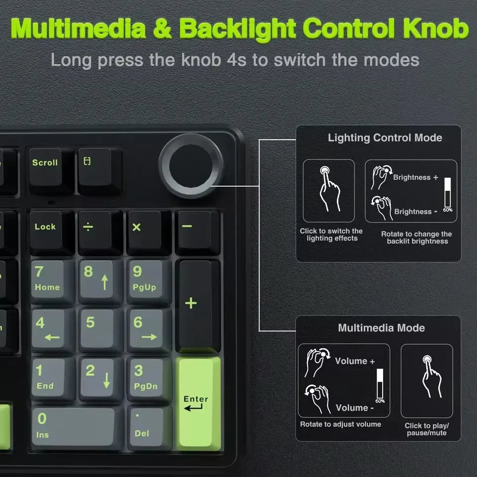 Gaming Mechanical Keyboard With Wireless Three Mode