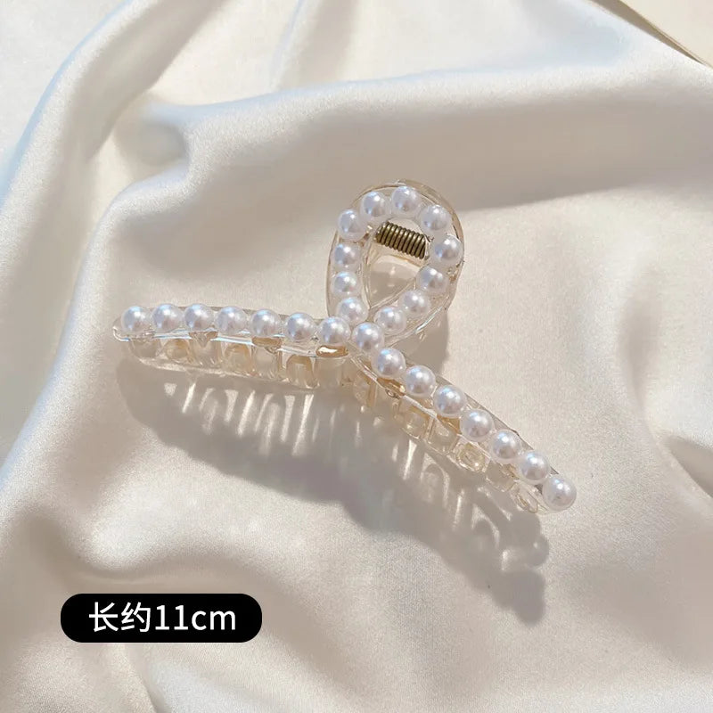 Large Pearl Hair Claw Clip Acrylic Fashion Barrette Stylish - Smarsty