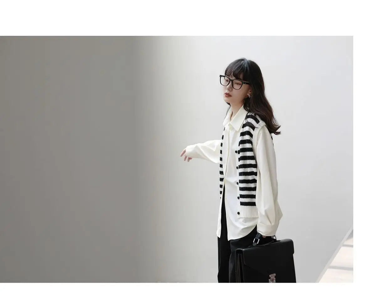 2025 Summer Minimalist Long Sleeve Button Up Shirt Women Korean Style Solid Tie Oversize Shirts Blouse Loose Clothes Autumn Tops - Smarsty
