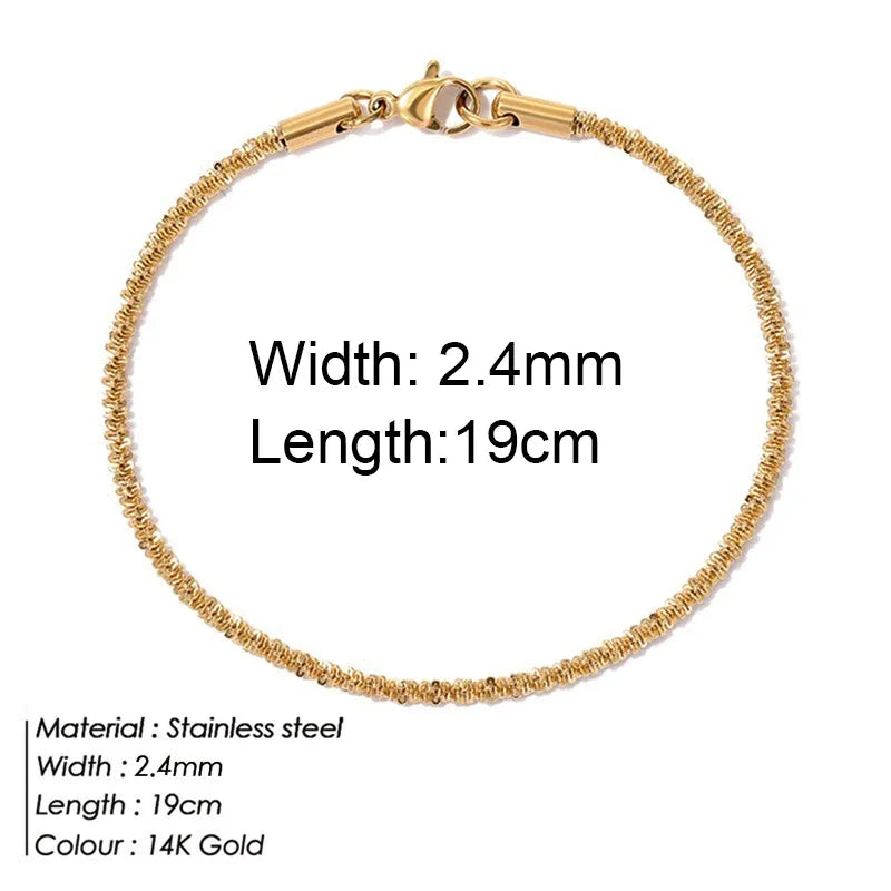 Gold Stainless Steel Twist Chain Bracelet for Women - Smarsty