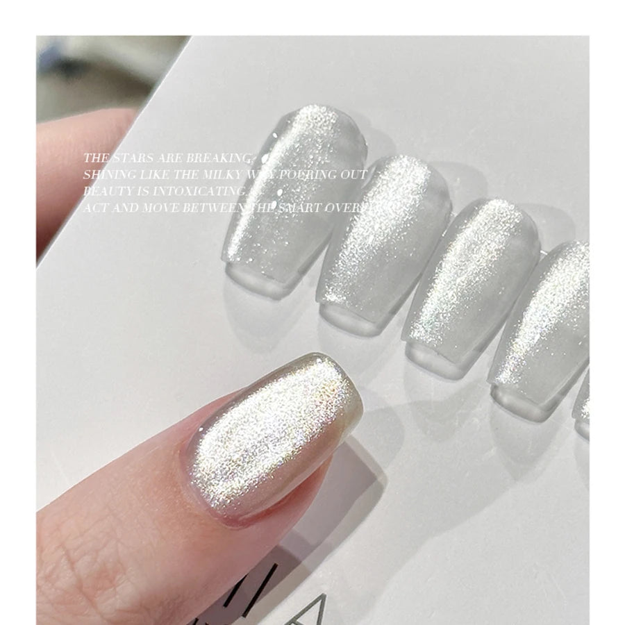 Holographic Cat Eye Gel Nail Polish With Galactic Effect - Smarsty