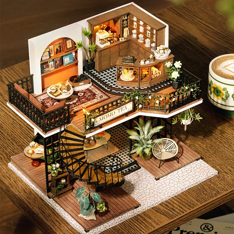 Wooden Doll House 3D Puzzle Assembly Building Model Kit Production Small Room Toys Home Bedroom Decoration With Furniture Light